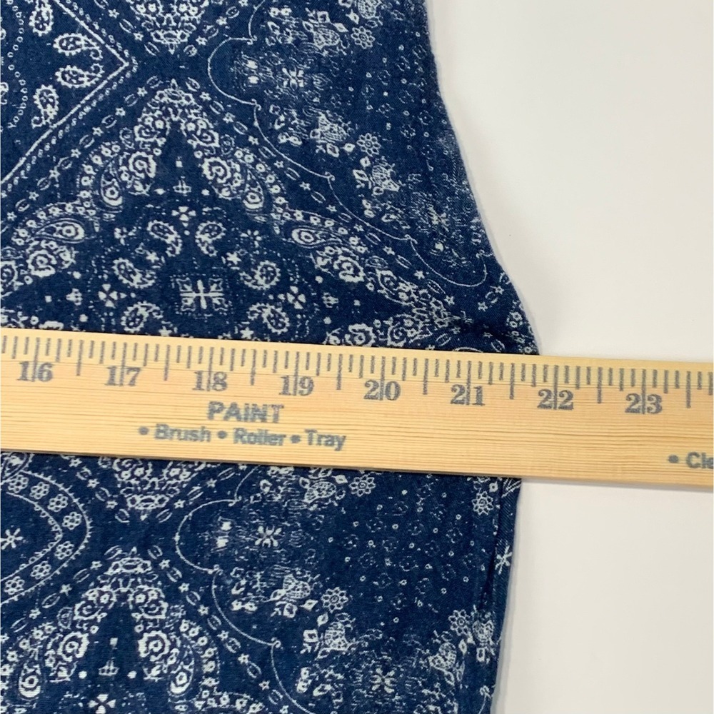 Boho Paisley Bandana Western Print Dress Blue High Low Hemline Sleeveless Large - Picture 7 of 10